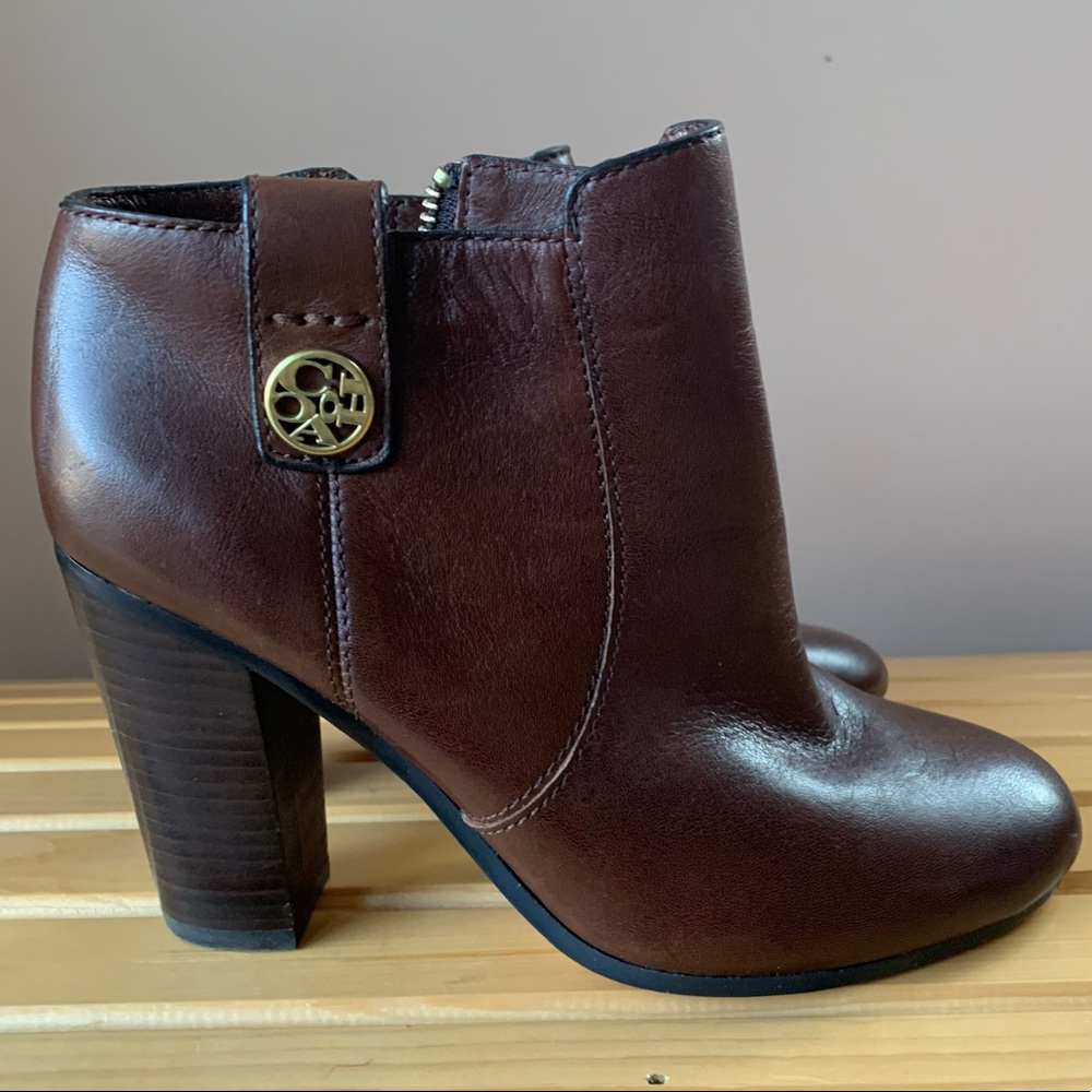 Coach brown leather Tavi ankle bootie